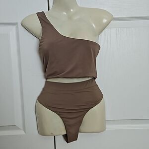 Myra Women's 2 Piece Swim Wear Small Chocolate Brown